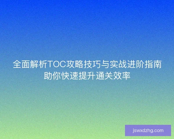 全面解析TOC攻略技巧与实战进阶指南助你快速提升通关效率