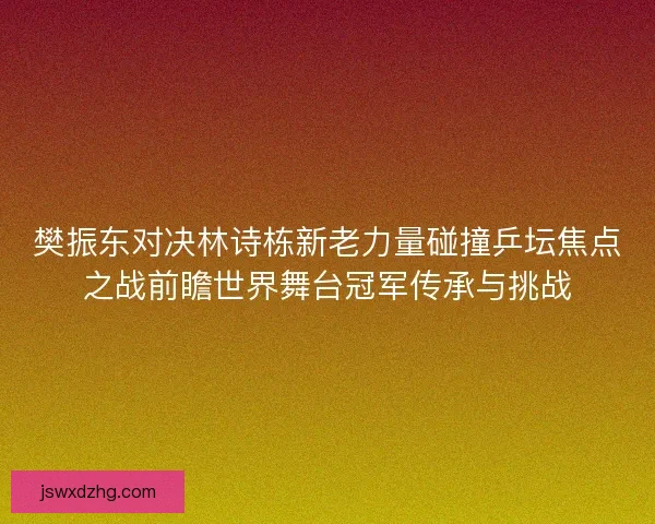 樊振东对决林诗栋新老力量碰撞乒坛焦点之战前瞻世界舞台冠军传承与挑战