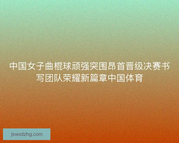 中国女子曲棍球顽强突围昂首晋级决赛书写团队荣耀新篇章中国体育