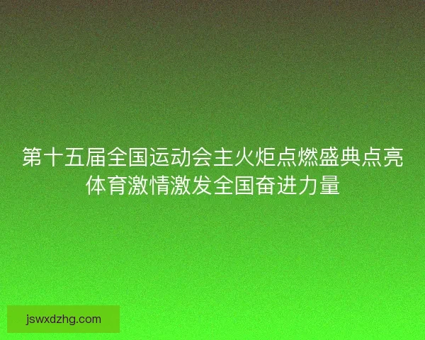 第十五届全国运动会主火炬点燃盛典点亮体育激情激发全国奋进力量