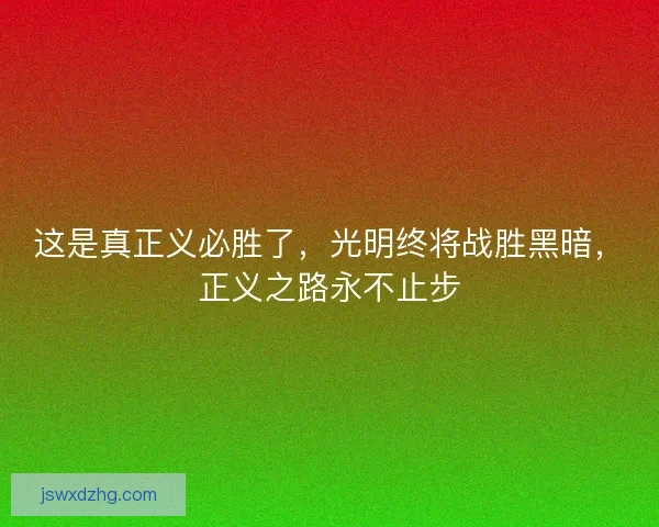 这是真正义必胜了,光明终将战胜黑暗,正义之路永不止步 这是真正义必胜了,光明终将战胜黑暗,正义之路永不止步
